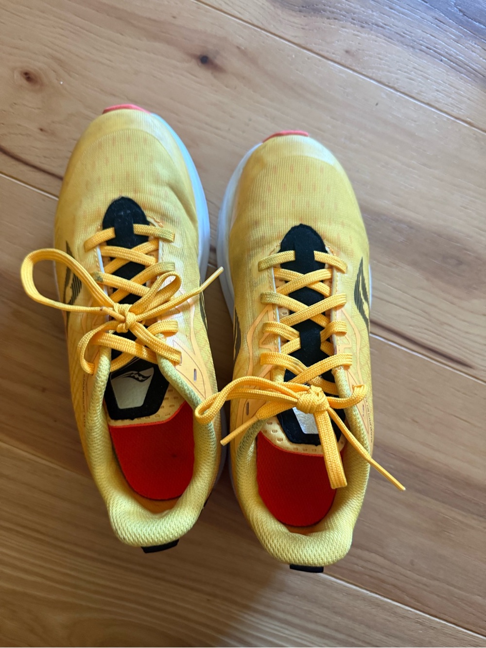 Saucony Yellow Kids Running Sneakers with Black Accents